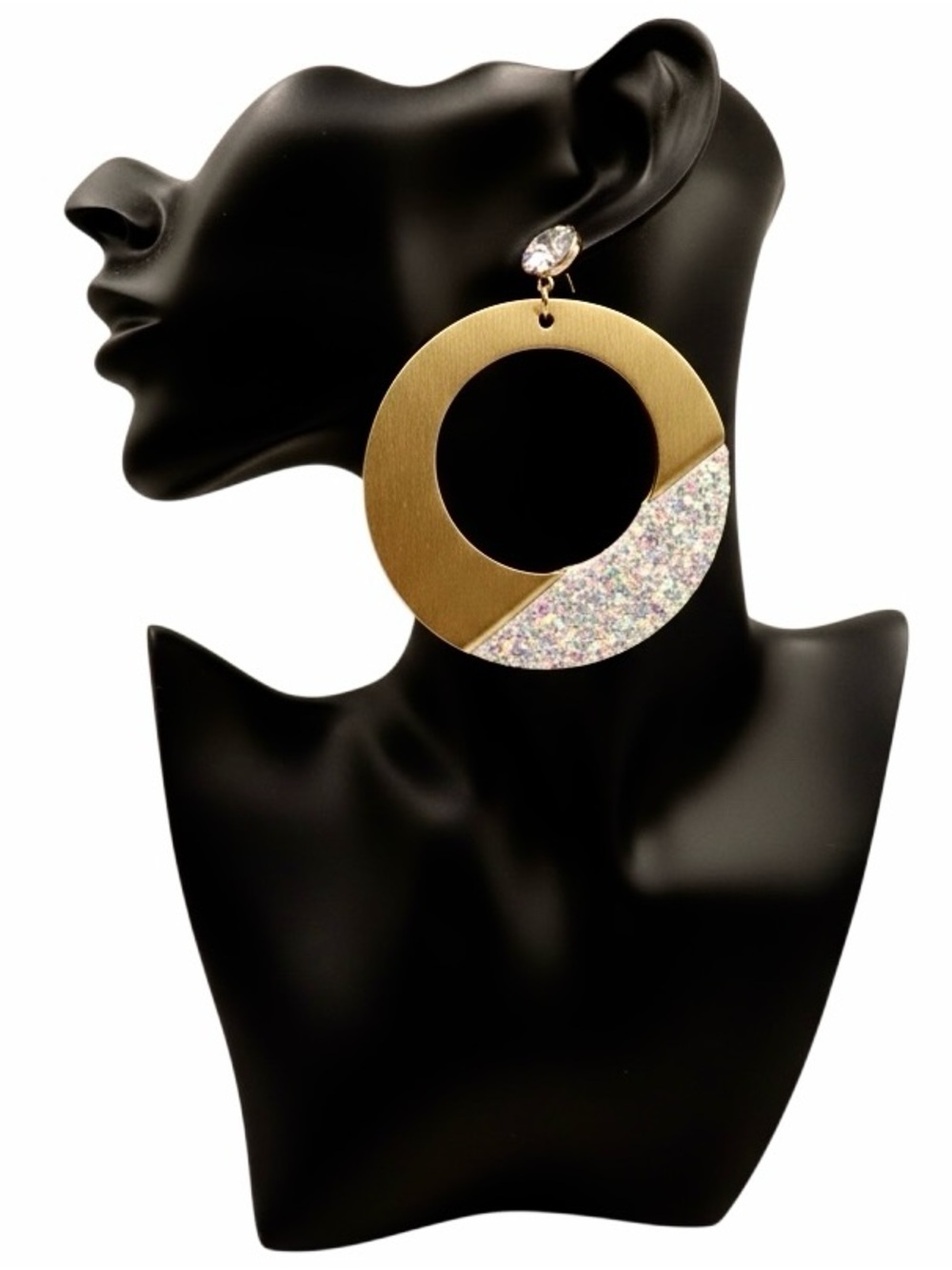 (NWT) Glitter Disc Statement Earrings